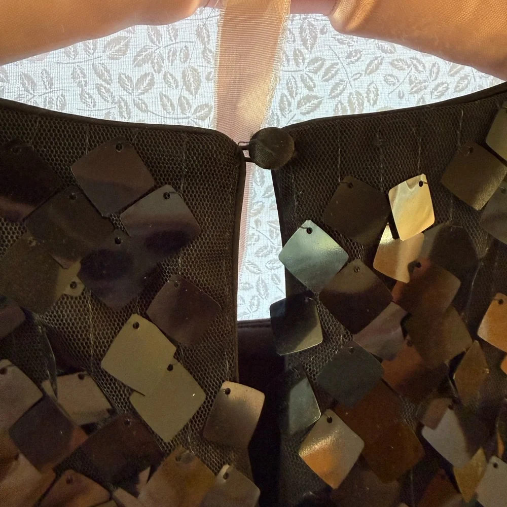 White House Black Market Black Sequin Mini Dress Cocktail Wedding Size‎ 6